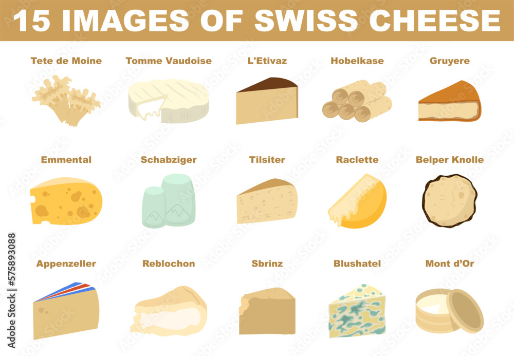 Swiss cheese set. Gourmet dairy products. Appetizer or snack for tasty