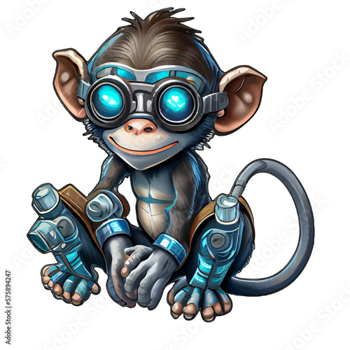 Cute Cyberpunk Monkey artwork, cartoon, comic, illustration, vector, graphic, ape t-shirt design, shirt, tshirt