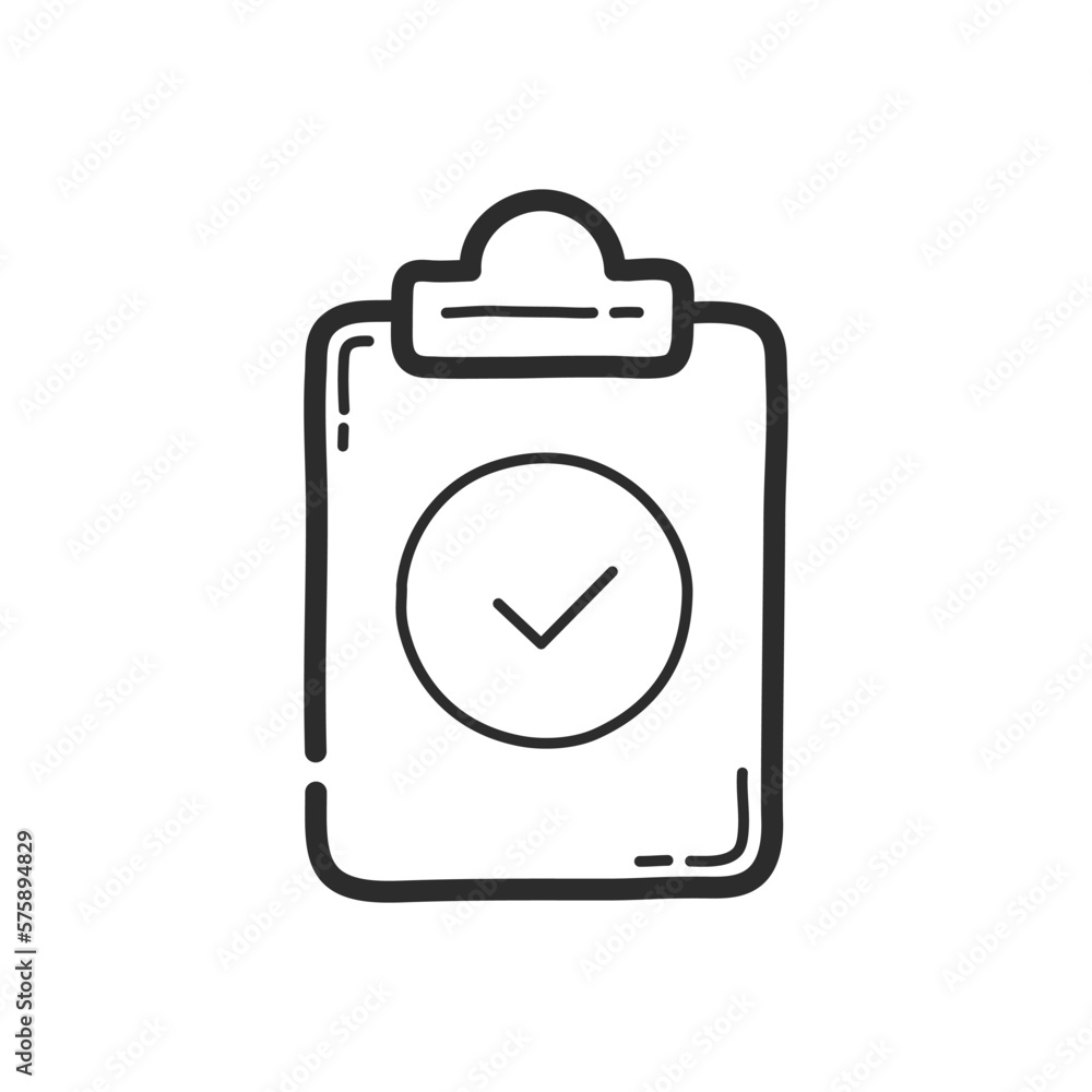 Tablet with checkbox icon. Hand drawing design style. Vector. Tablet with checkbox icon. Hand drawing design style. Vector.