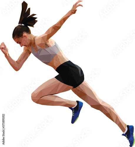 faster start running woman sprinter runner polygonal silhouette
