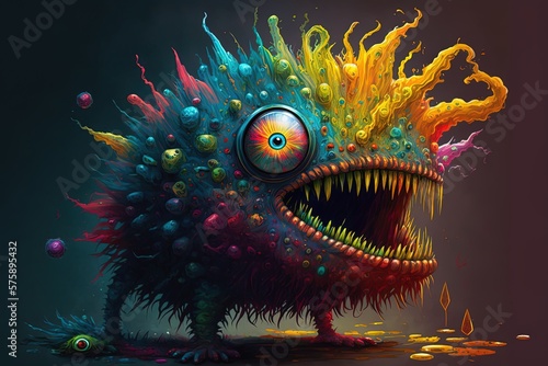 Terrifying Technicolor Monsters: Colorful Monster Illustration Generative AI © pngking