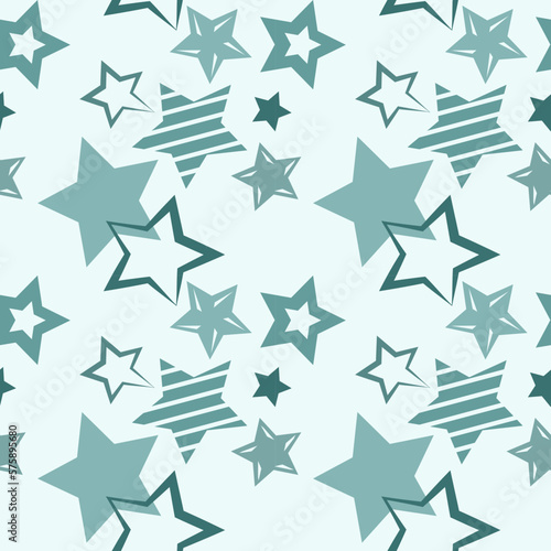Seamless vector pattern with stars on light background, decorative wallpaper, fabric print.