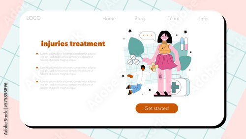 Traumatologist and trauma surgery doctor web banner or landing page