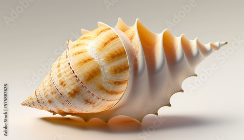 Sea shell on white background,  Created using generative AI tools.