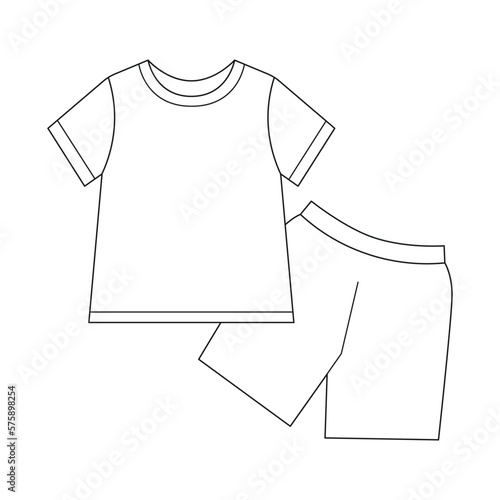 Separate children's pajamas for boys and girls in black and white with a contour.