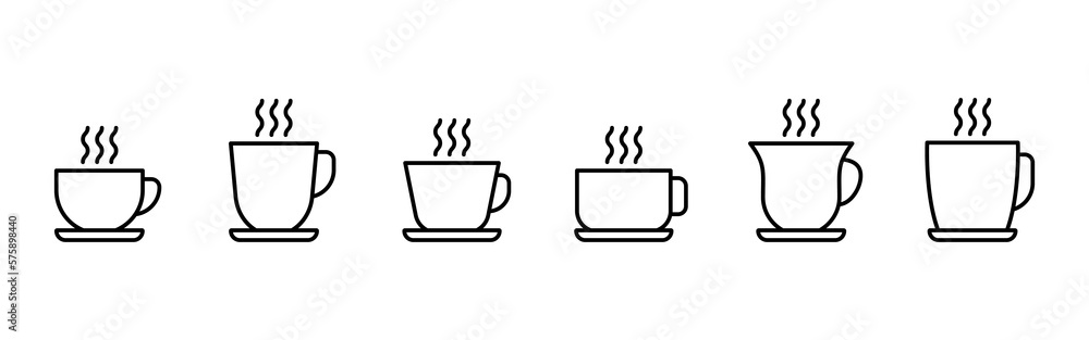 Obraz premium Vector Tea cup and saucer icon set illustration
