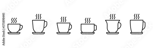 Vector Tea cup and saucer icon set illustration