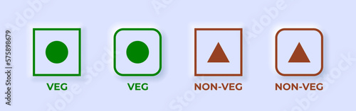 Veg and non veg icon in neumorphic style vector illustration