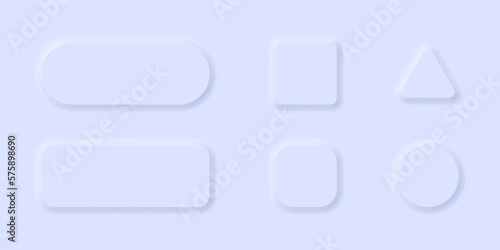 Vector 3D neumorphic user interface button icon set illustration