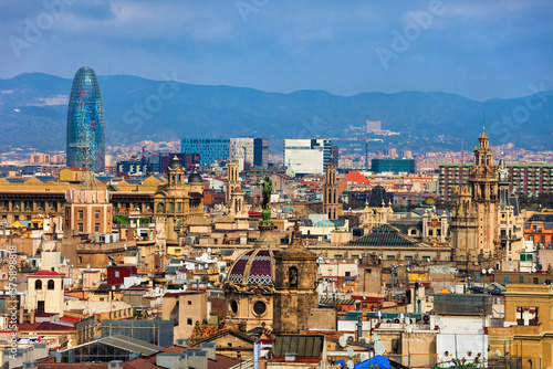 Photography Barcelona Cityscape With Gothic Quarter