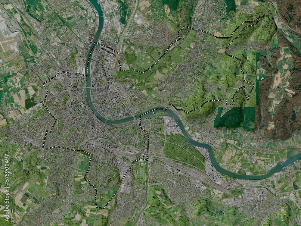 Basel-Stadt, Switzerland. High-res satellite. No legend Basel-Stadt, Switzerland. High-res satellite. No legend