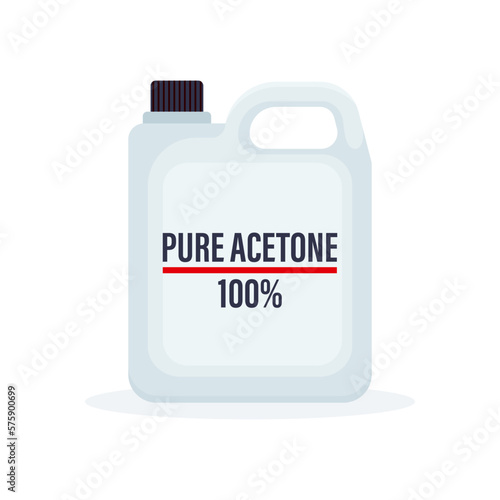 Big plastic bottle with pure acetone 100% isolated on a white background