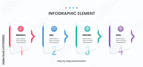 vector step by step infographic colorful design. box and arrow step process design. presentation milestone template design.
