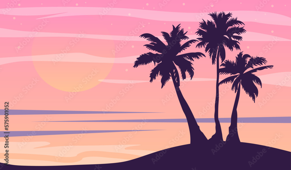 beach scene vector illustration