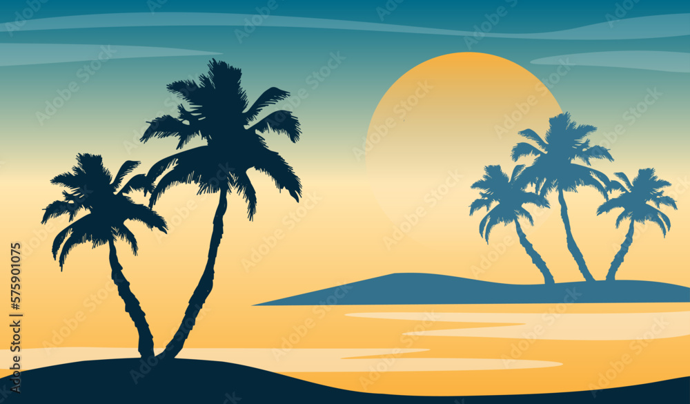 beach scene vector illustration