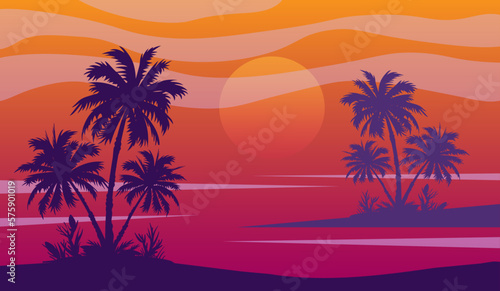 Fototapeta Naklejka Na Ścianę i Meble -  beach scene vector illustration