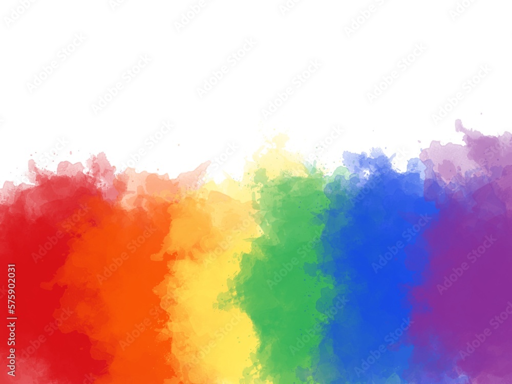 Rainbow watercolor hand draw illustration , for creative design tag, print, textile, paper, label, text, poster, banner. Background with copy space.