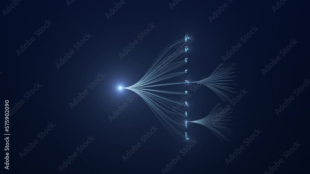 Illustrative 3D Animation of Neural Network. Wide view. Concept ...