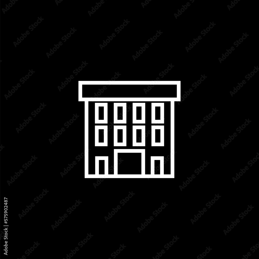 Office building line icon isolated on black background. Office building line icon isolated on black background.