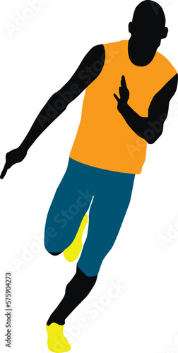muscular man runner sprinter running vector illustration