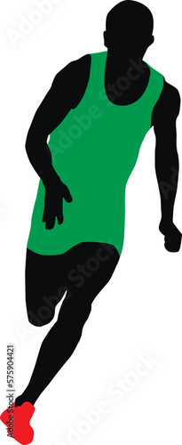 muscular athlete man running sprint vector illustration