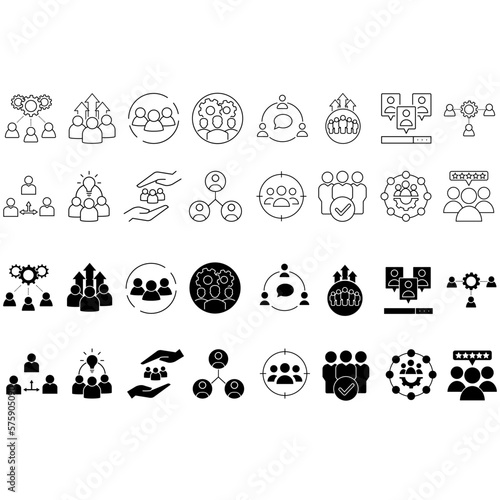 Development vector icon set. Team illustration sign collection. progress symbol. Business logo. 