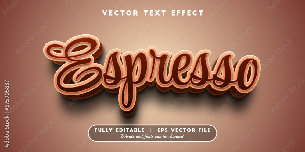 Text effects 3d espresso, editable text style