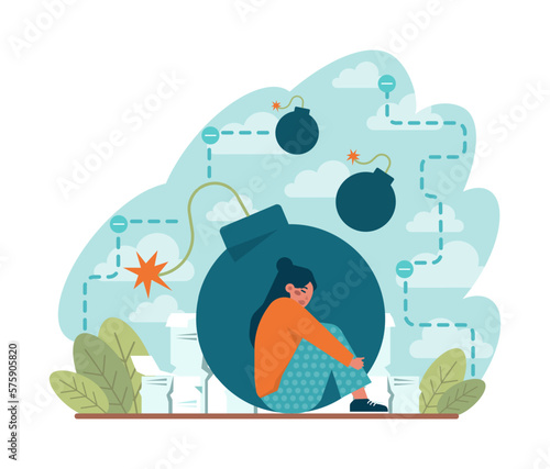 Psychological stress. Character experiencing mental health issues