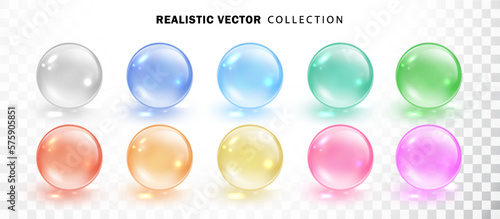 Colored transparent capsule set isolated. Realistic medical pill or drop. Collagen droplets