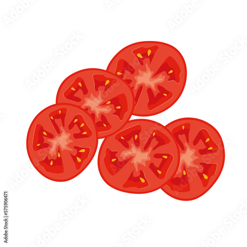 Tomato. Sliced ​​red tomato. Ingredient for cooking food.