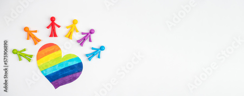 Multicoloured LGBT heart figurines . The concept of family, non-traditional relationships.