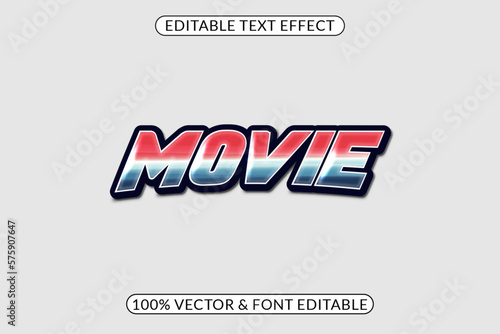 Movie Text effect, editable vintage and shiny text style