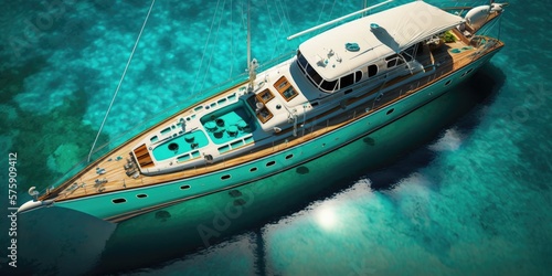 Luxury yacht, Generative AI © olgayakovleva