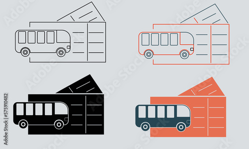 Set of Bus Icons for Ticket Booking. Traveling Symbol Design. Booking Vector Illustration Design 