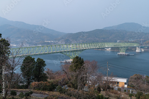 日本 山口県の大畠瀬戸にある本州と周防大島をつなぐ大島大橋
