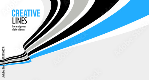 Lines in motion vector abstract background, 3D perspective creative optical design with stripes, sound and music concept, flowing lines.
