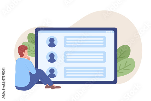 Finding out customer needs through reviews flat concept vector spot illustration. Editable 2D cartoon character on white for web design. Social media analysis creative idea for website, mobile