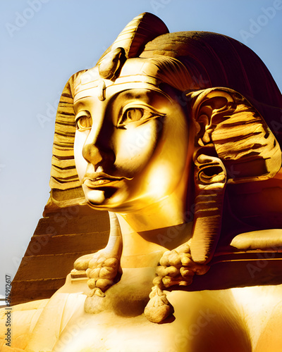AI Digital Illustration Golden Sphinx