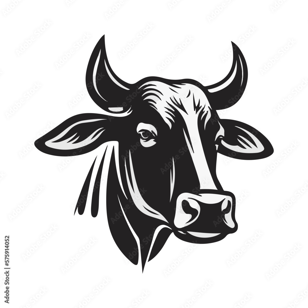 cow head vector logo holstein cow portrait stylized symbol