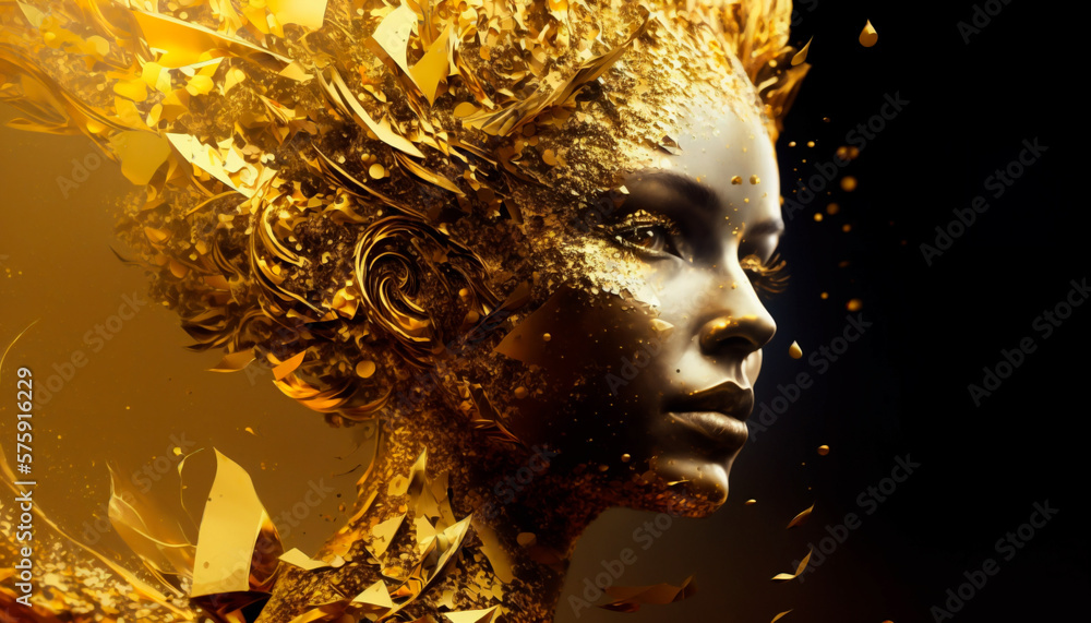 Abstract illustration. Gold mind concept. Generative AI Abstract illustration. Gold mind concept. Generative AI