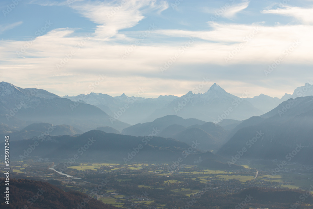 the beautiful view of the alps mountains