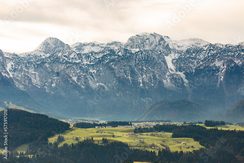 the beautiful view of the alps mountains