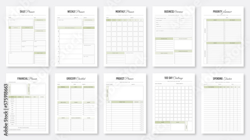 Daily, weekly, monthly planner templates. Printable planner templates. Minimalist planner page templates. Printable Life & Business Planner Set. Organizer & Schedule Planner. Set of planners.