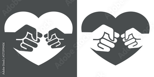 Logo del día del padre. Silueta de golpe de puño en corazón en espacio negativo