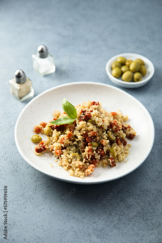 Couscous with olives and sun dried tomatoes Couscous with olives and sun dried tomatoes