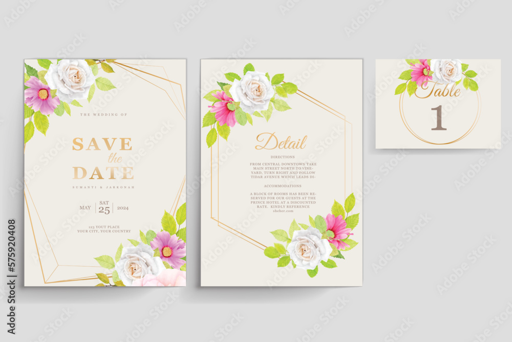 floral ornament wedding card 