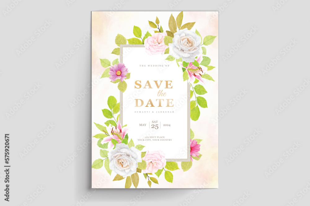 floral ornament wedding card 