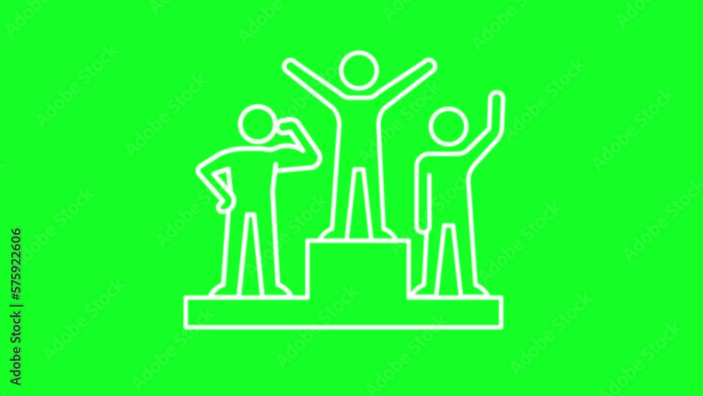 Animated champion white line icon. First place in competition. Loop HD video with chroma key, alpha channel on transparent background, black solid background. Outline motion graphic animation Animated champion white line icon. First place in competition. Loop HD video with chroma key, alpha channel on transparent background, black solid background. Outline motion graphic animation
