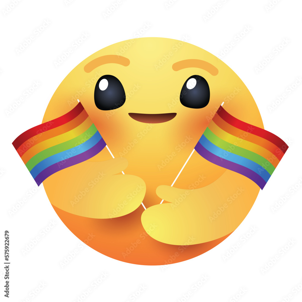 Rainbow flag emoji vector illustration. Pride month emoticon. Stock
