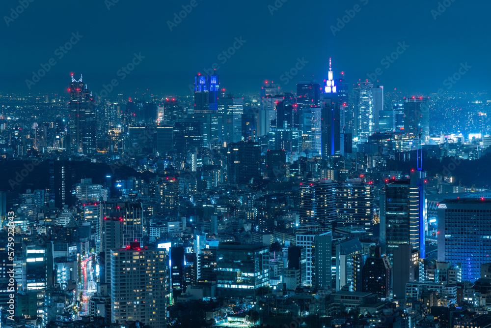 日本　東京都港区の六本木ヒルズの展望台から眺める東京の夜景